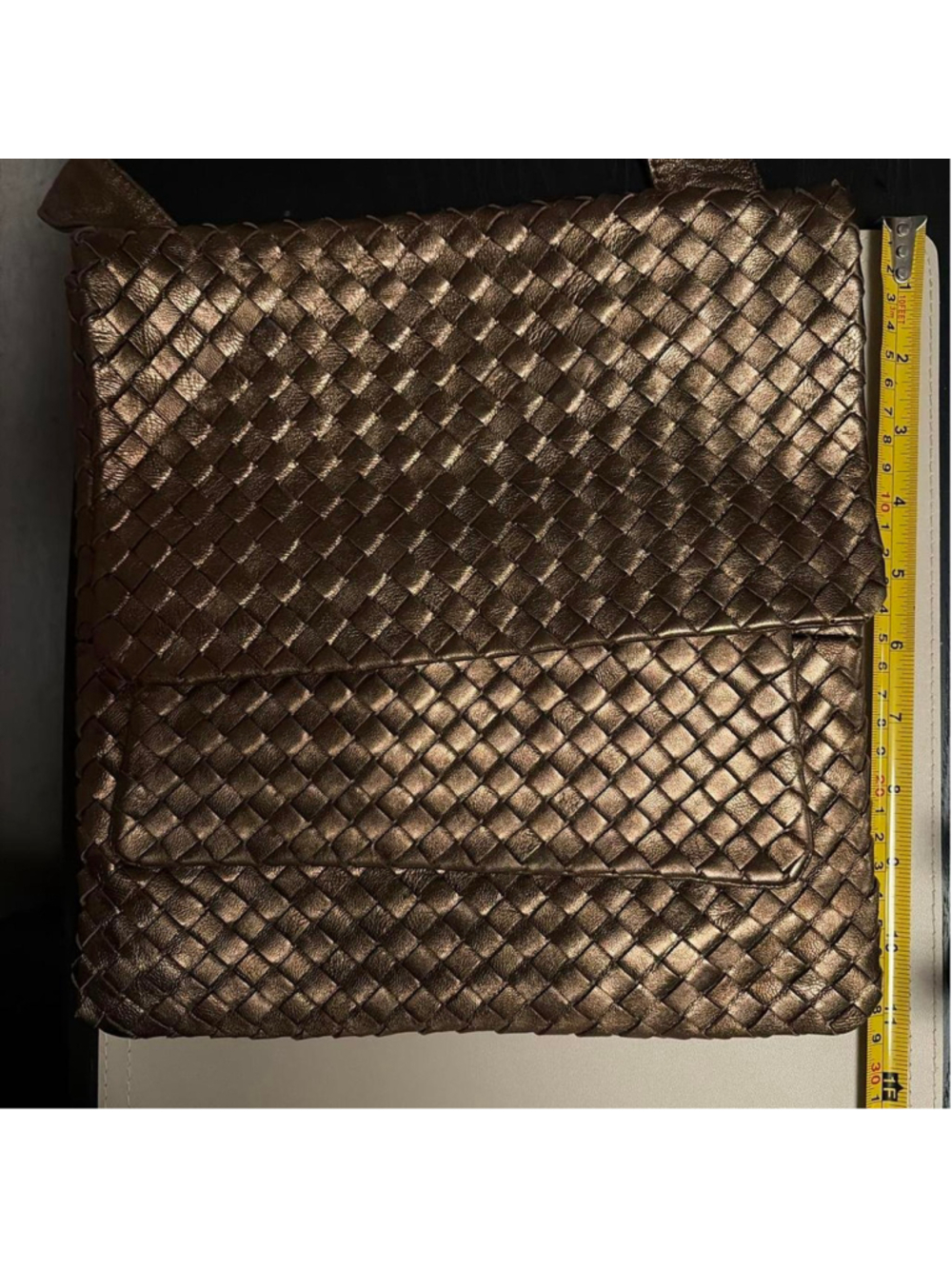 #Bottega style #bronze metallic leather woven crossbody purse